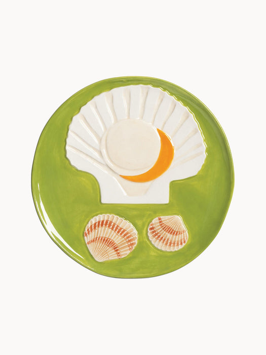 Hand-Painted Dolomite Dessert Plates De La Mer, Set of 4