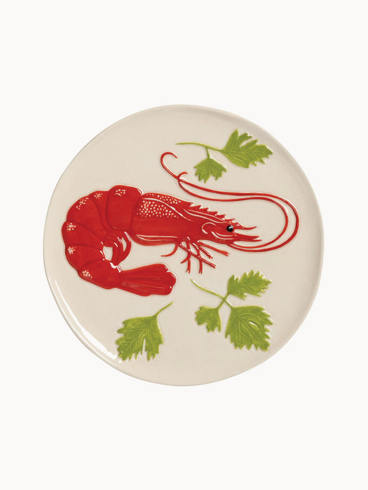 Hand-Painted Dolomite Dessert Plates De La Mer, Set of 4