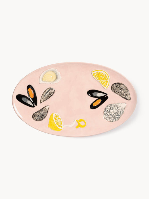 Hand-Painted Dolomite Serving Plate De La Mer