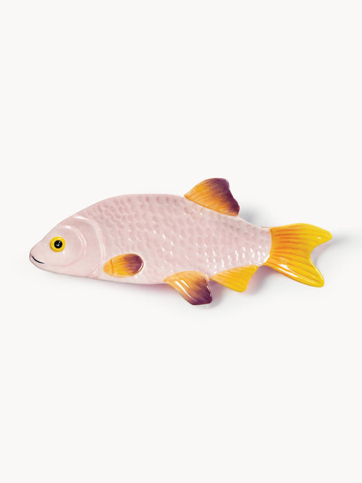 Hand-Painted Dolomite Serving Plate Fish