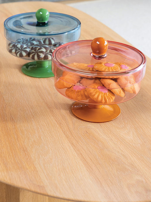 Handmade Glass Storage Jar Duo