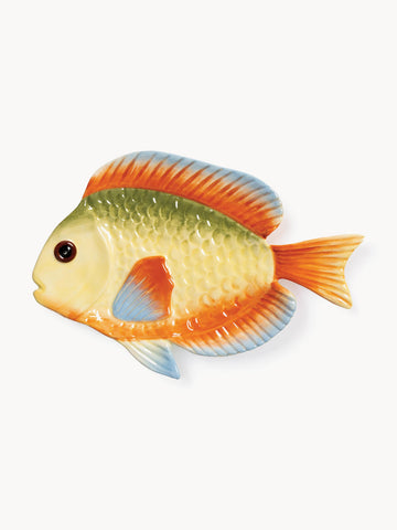 Hand-Painted Dolomite Serving Plate Fish