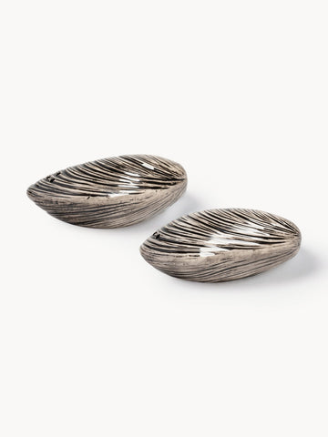 Hand-Painted Dolomite Salt and Pepper Shakers Mussel, Set of 2