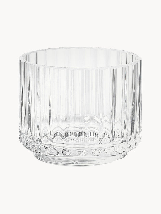 Mouth-Blown Tealight Holder Lyngby with Ribbed Surface