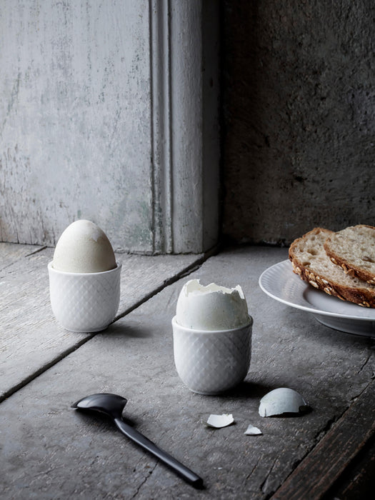 Porcelain Egg Cups Rhombe with Structured Surface Set of 2