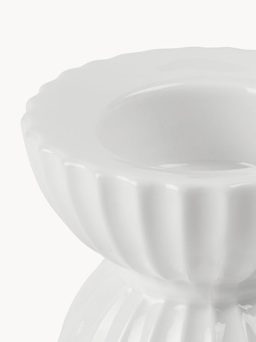 Porcelain Tealight Holder Tura with Ribbed Surface