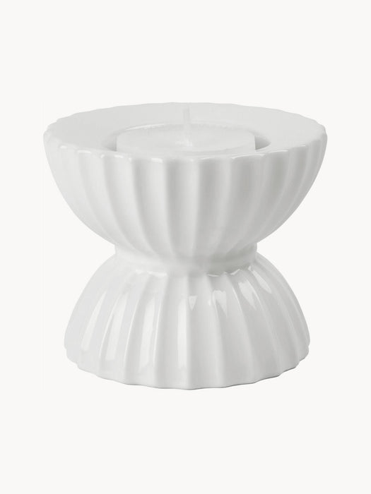 Porcelain Tealight Holder Tura with Ribbed Surface