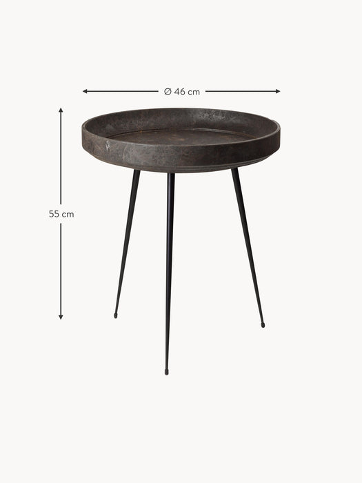 Handmade Round Oak Wood Side Table Bowl