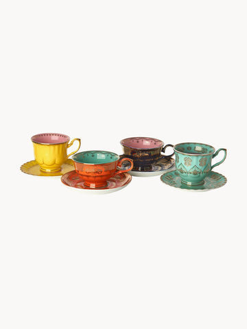 Grandpa Tea Cups with Saucers, Set of 4