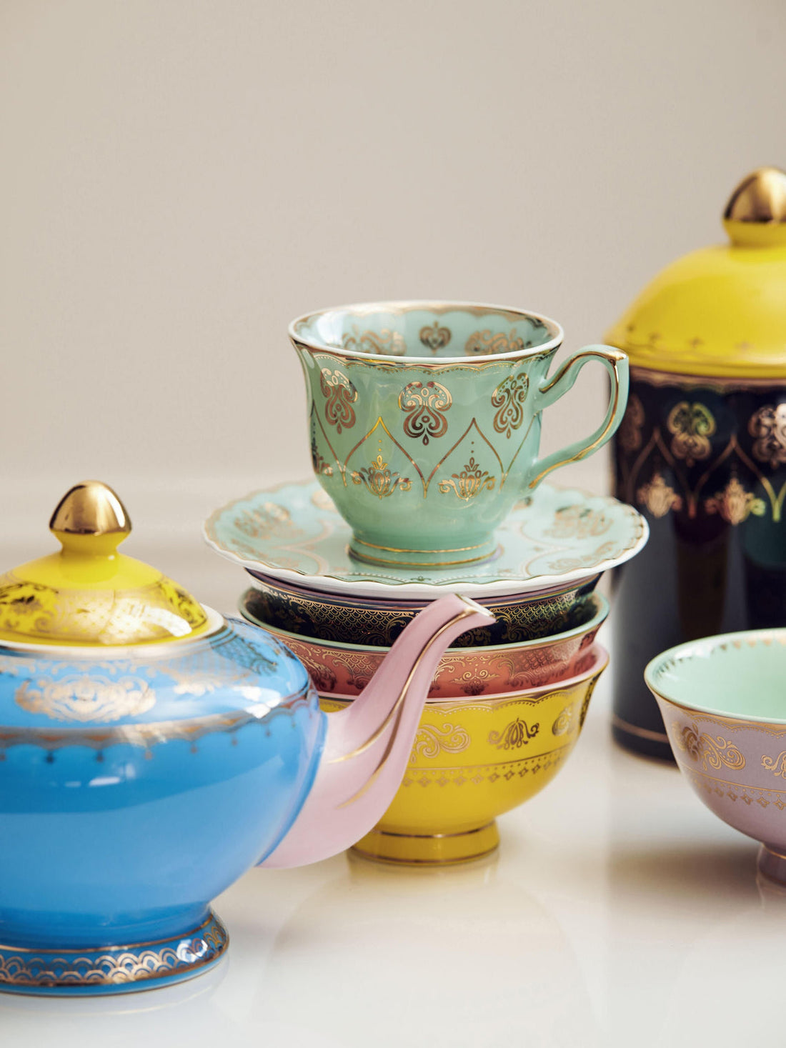 Grandpa Tea Cups with Saucers, Set of 4