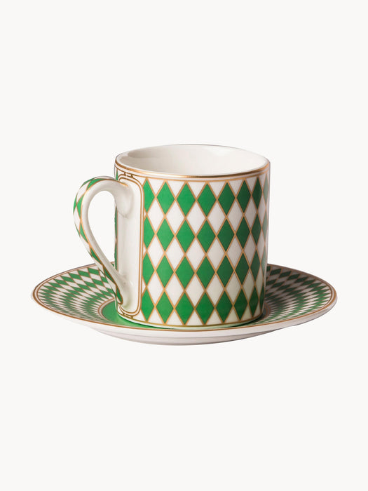 Chess Espresso Cups with Saucers, Set of 4