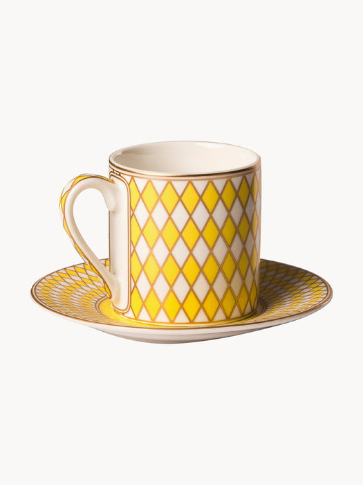 Chess Espresso Cups with Saucers, Set of 4
