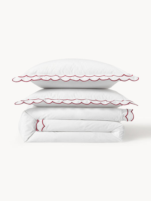 Atina Cotton Percale Duvet Cover with Wavy Hem