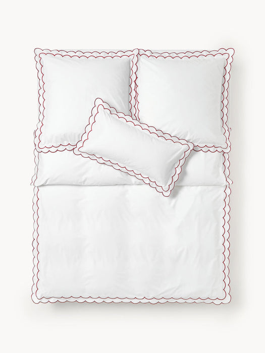 Atina Cotton Percale Duvet Cover with Wavy Hem