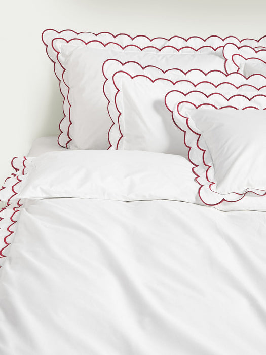 Atina Cotton Percale Duvet Cover with Wavy Hem