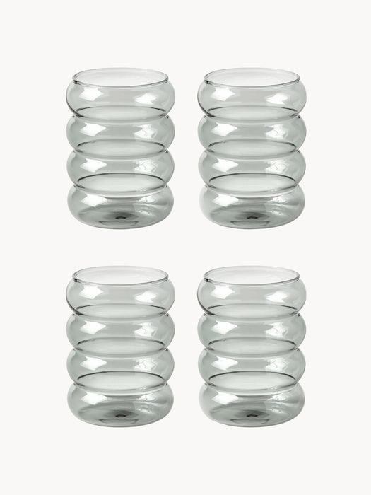 Mouth-Blown Borosilicate Tumblers Bubbly Set of 4