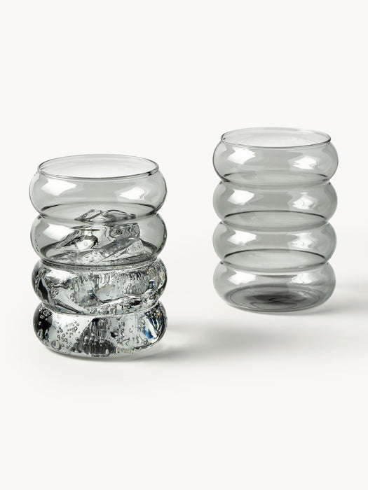Mouth-Blown Borosilicate Tumblers Bubbly Set of 4