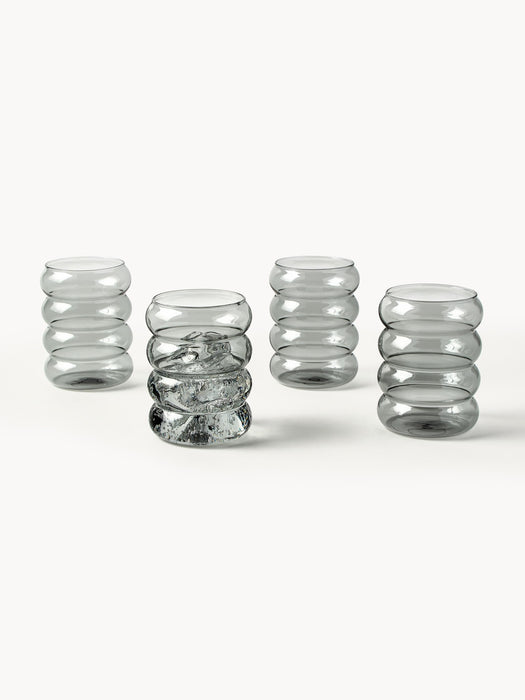 Mouth-Blown Borosilicate Tumblers Bubbly Set of 4