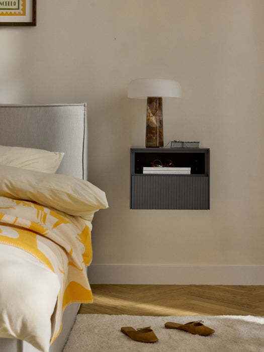Wall-Mounted Bedside Table Shea with Ribbed Front