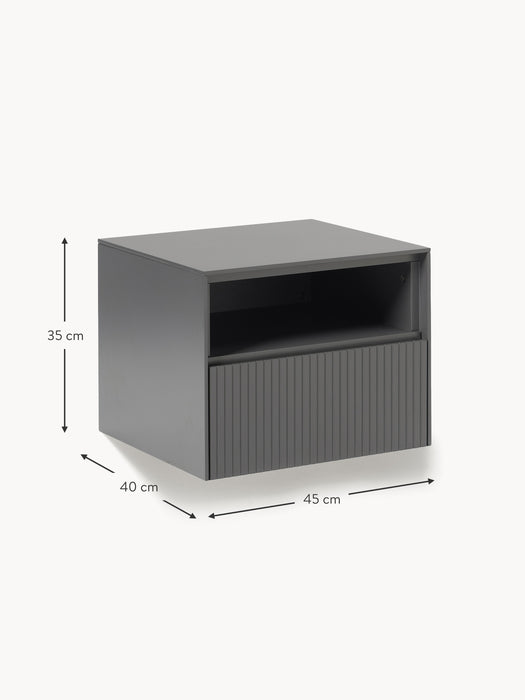 Wall-Mounted Bedside Table Shea with Ribbed Front