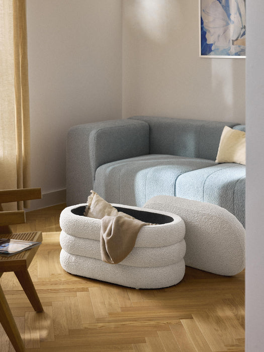 Small Boucl Upholstered Bench Alto with Storage Space