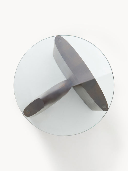 Round Wooden Side Table Miya with Glass Top