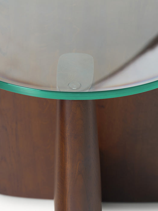 Round Wooden Side Table Miya with Glass Top