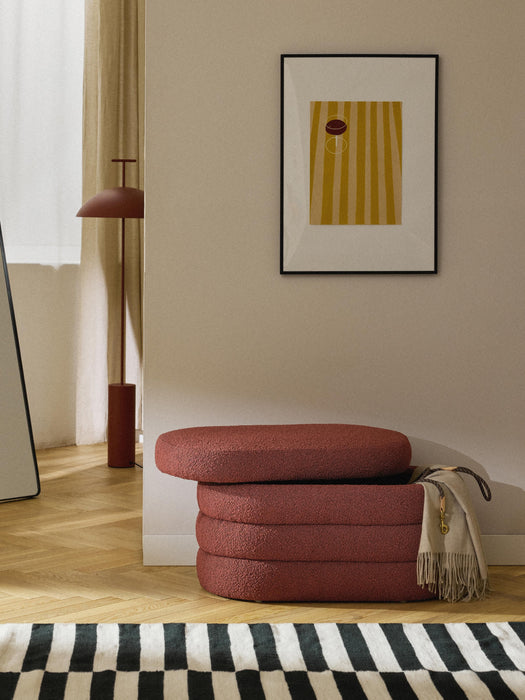 Small Boucl Upholstered Bench Alto with Storage Space