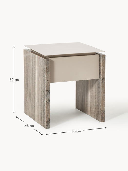 Marble and Metal Bedside Table Bruce