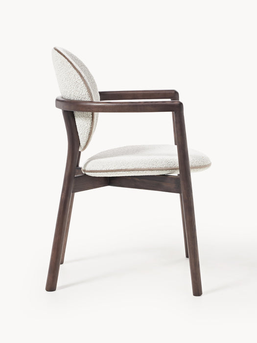 Wooden Dining Chair Maia with Boucl Upholstery