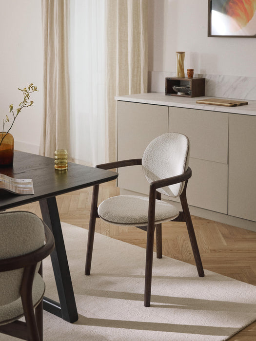 Wooden Dining Chair Maia with Boucl Upholstery