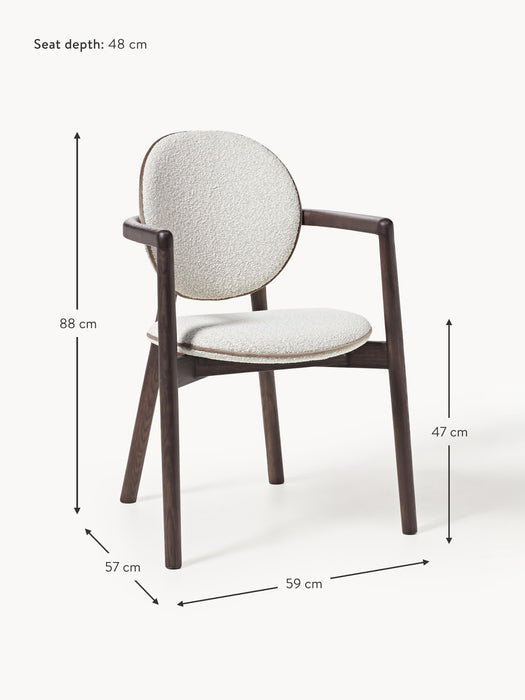 Wooden Dining Chair Maia with Boucl Upholstery