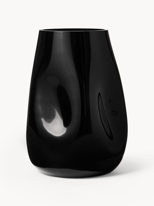 Mouth-Blown Glass Vase Obsidian H 26 cm
