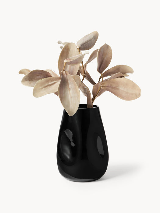 Mouth-Blown Glass Vase Obsidian H 26 cm