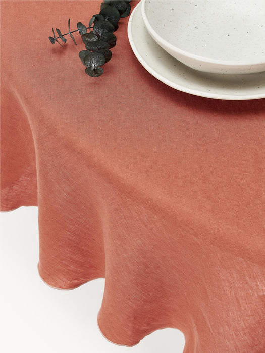 Round Linen Tablecloth Kennedy with Decorative Edging