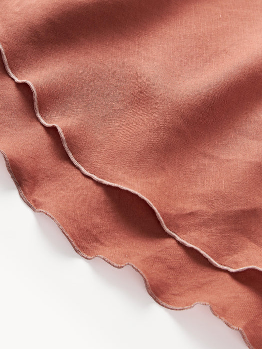 Round Linen Tablecloth Kennedy with Decorative Edging