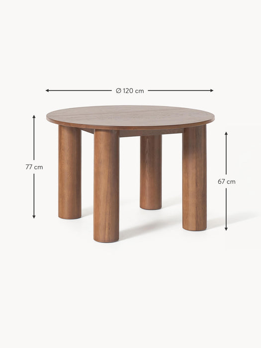 Round Oak Wood Dining Table Ohana 120 cm