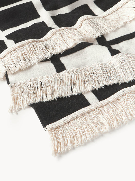 Edison Checked Reversible Throw with Fringed Hem