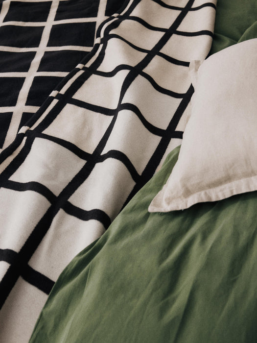 Checked Reversible Throw Edison with Fringed Hem