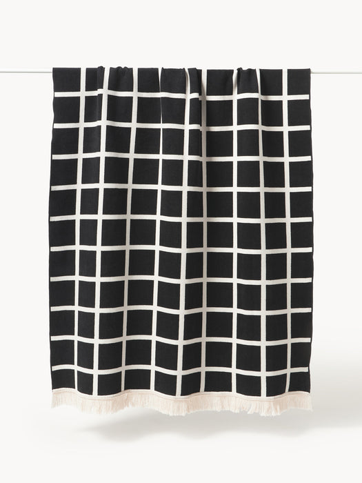 Checked Reversible Throw Edison with Fringed Hem
