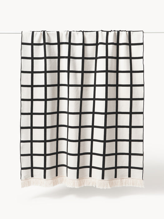 Checked Reversible Throw Edison with Fringed Hem
