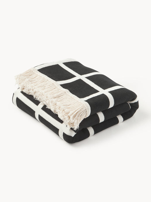 Edison Checked Reversible Throw with Fringed Hem