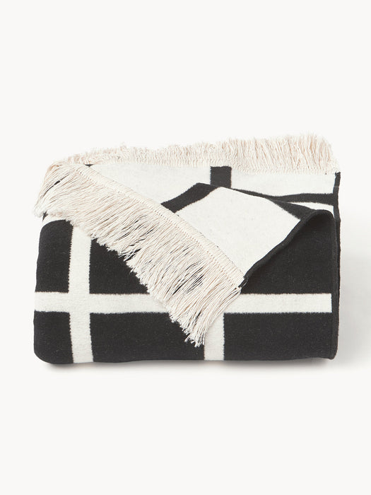 Edison Checked Reversible Throw with Fringed Hem