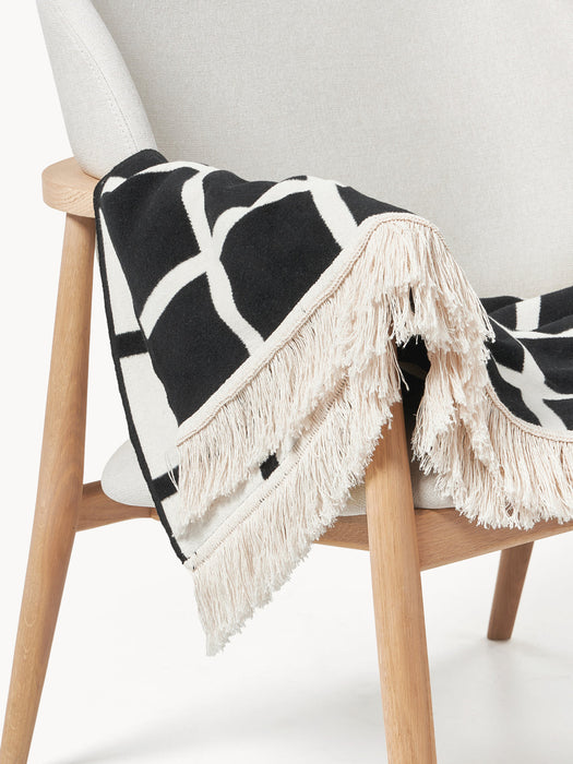 Edison Checked Reversible Throw with Fringed Hem