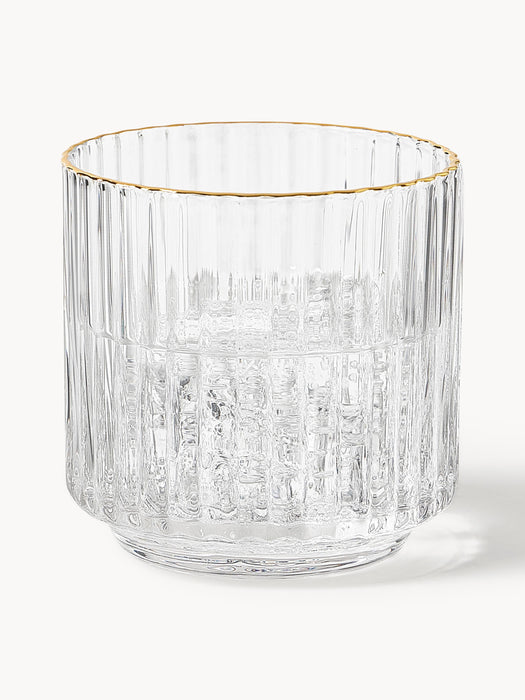 Mouth-Blown Tumblers Aleo with Gold Rim Set of 4