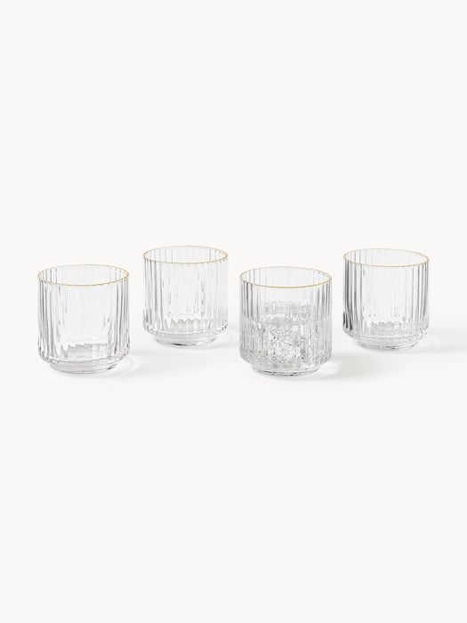 Mouth-Blown Tumblers Aleo with Gold Rim Set of 4