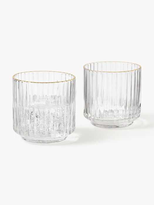 Mouth-Blown Tumblers Aleo with Gold Rim Set of 4
