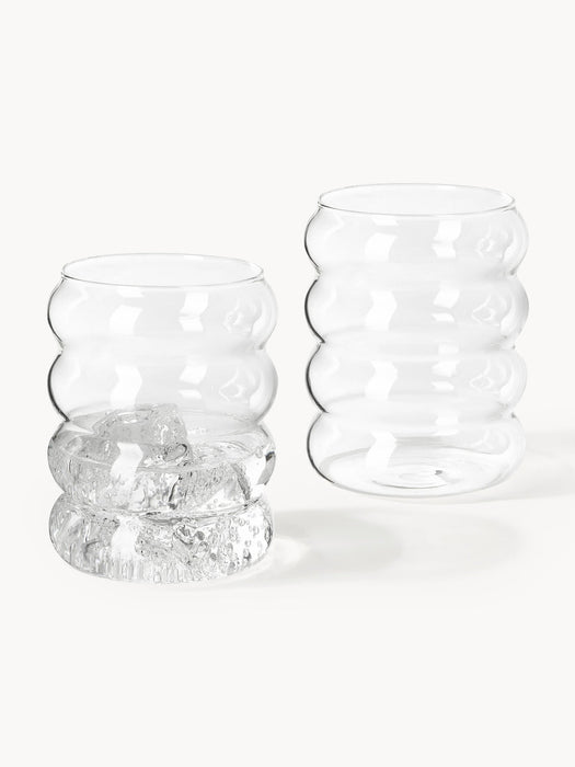 Bubbly Mouth-Blown Borosilicate Carafe with Tumblers, Set of 5