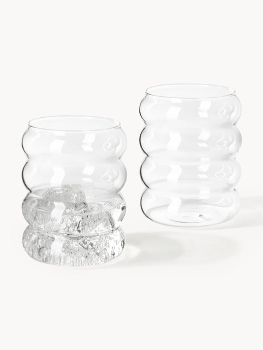 Mouth-Blown Borosilicate Carafe Bubbly with Tumblers Set of 5