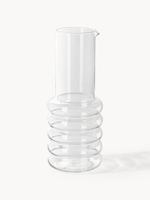 Mouth-Blown Borosilicate Carafe Bubbly with Tumblers Set of 5